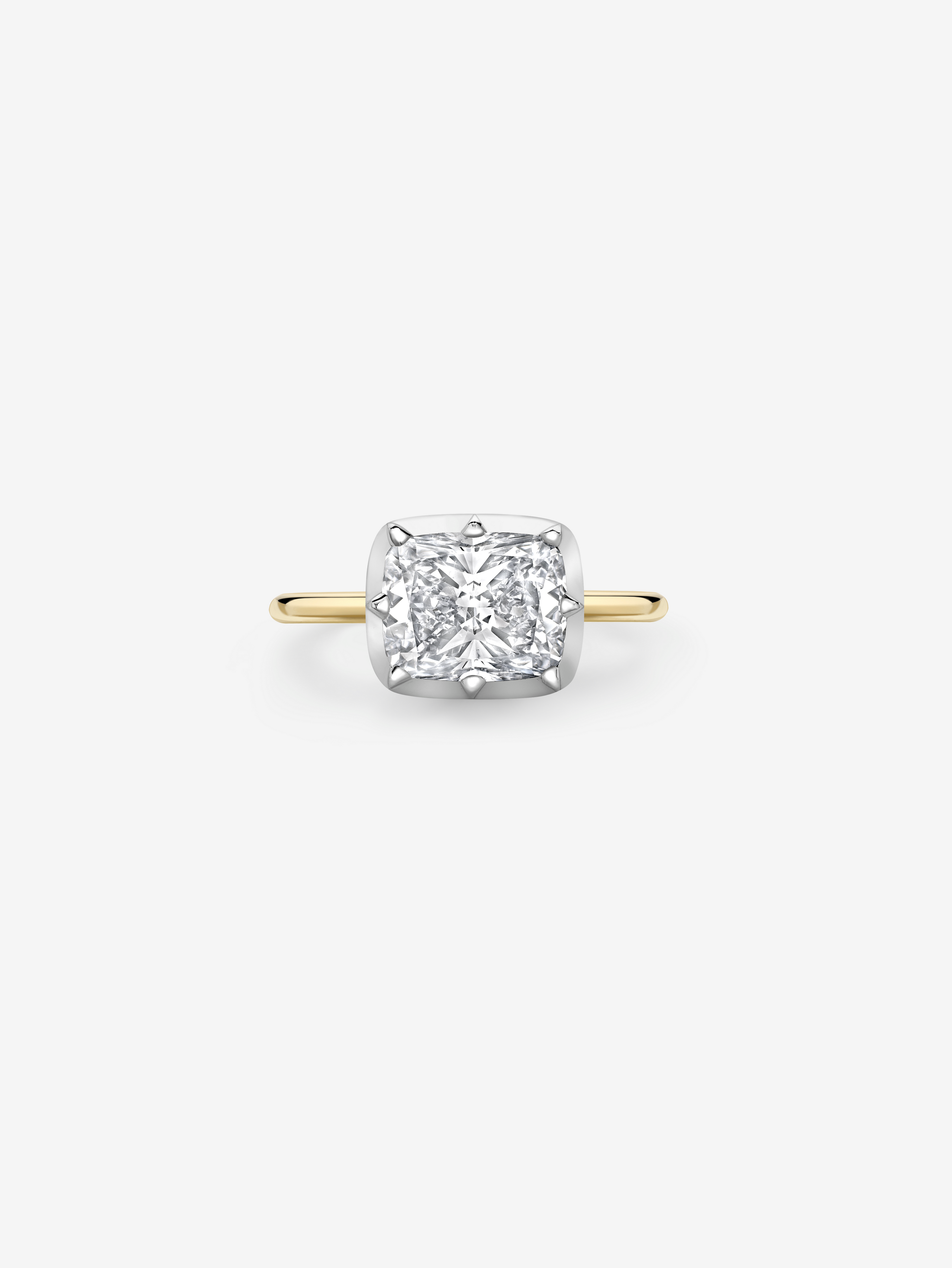 3.06ct East-West Cushion Cut Diamond Button Back Ring View 1