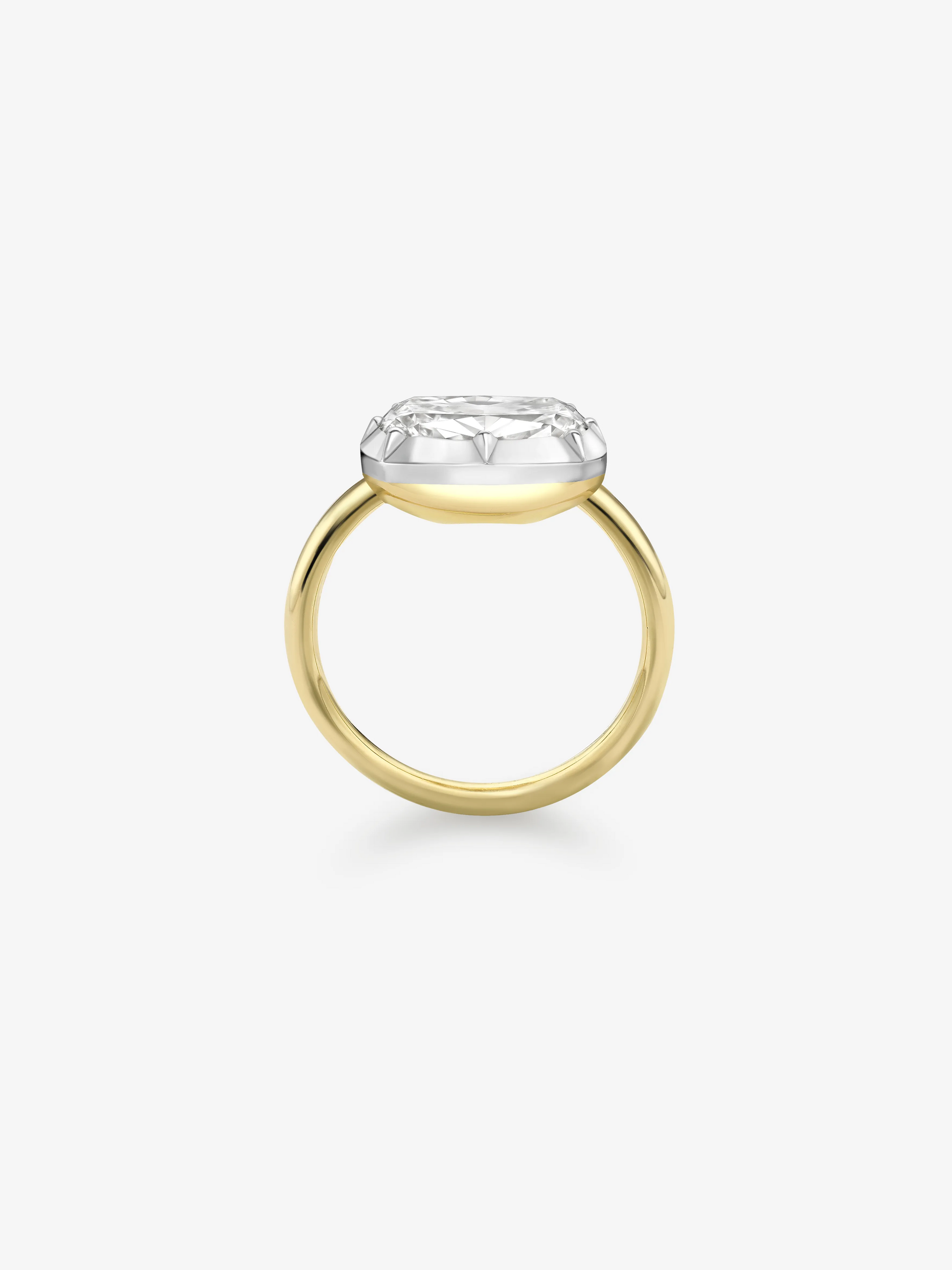 4.06ct East-West Cushion Diamond & White Gold Button Back Ring View 4
