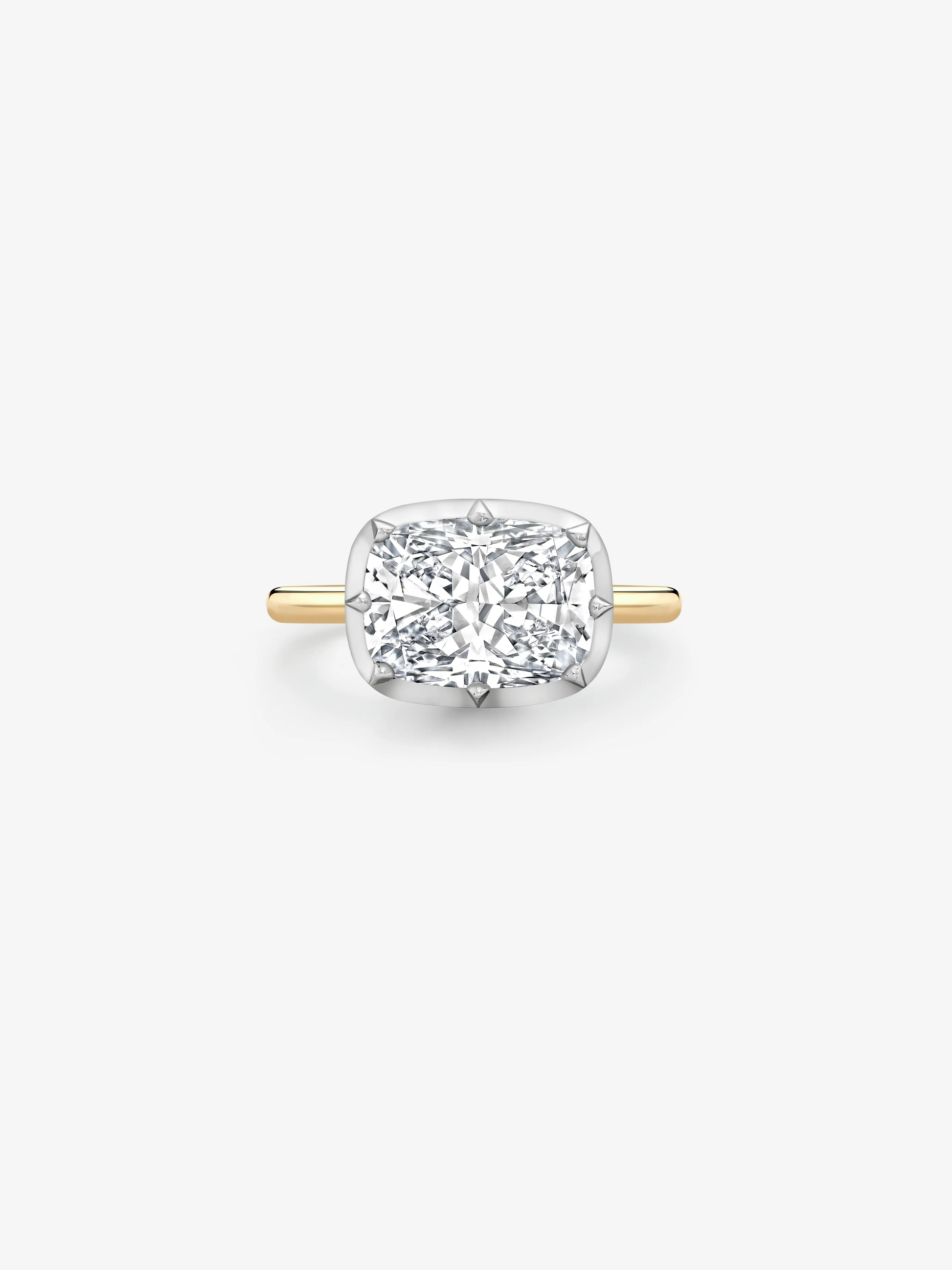 4.06ct East-West Cushion Diamond & White Gold Button Back Ring View 1