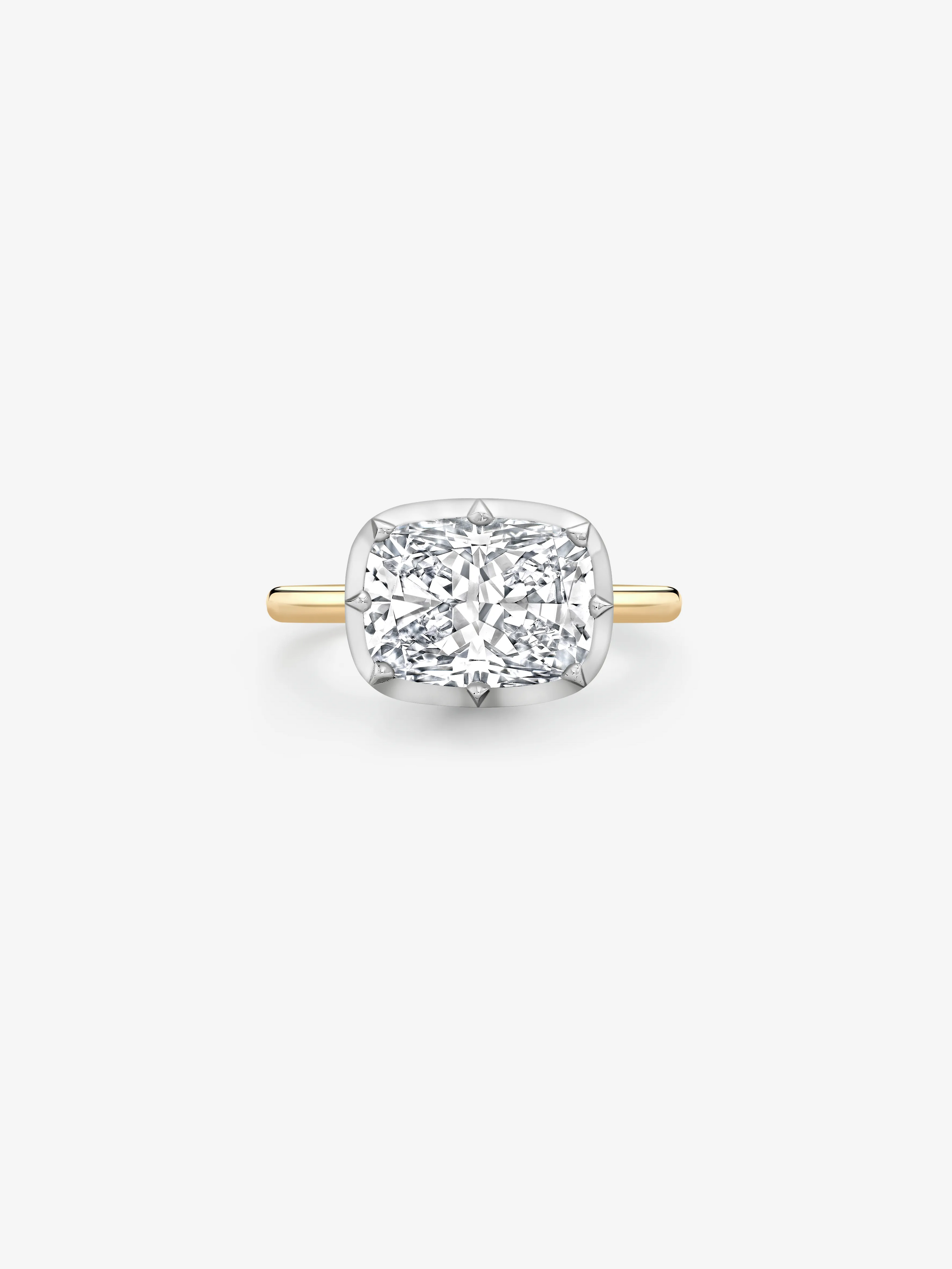 4.06ct East-West Cushion Diamond & White Gold Button Back Ring View 1