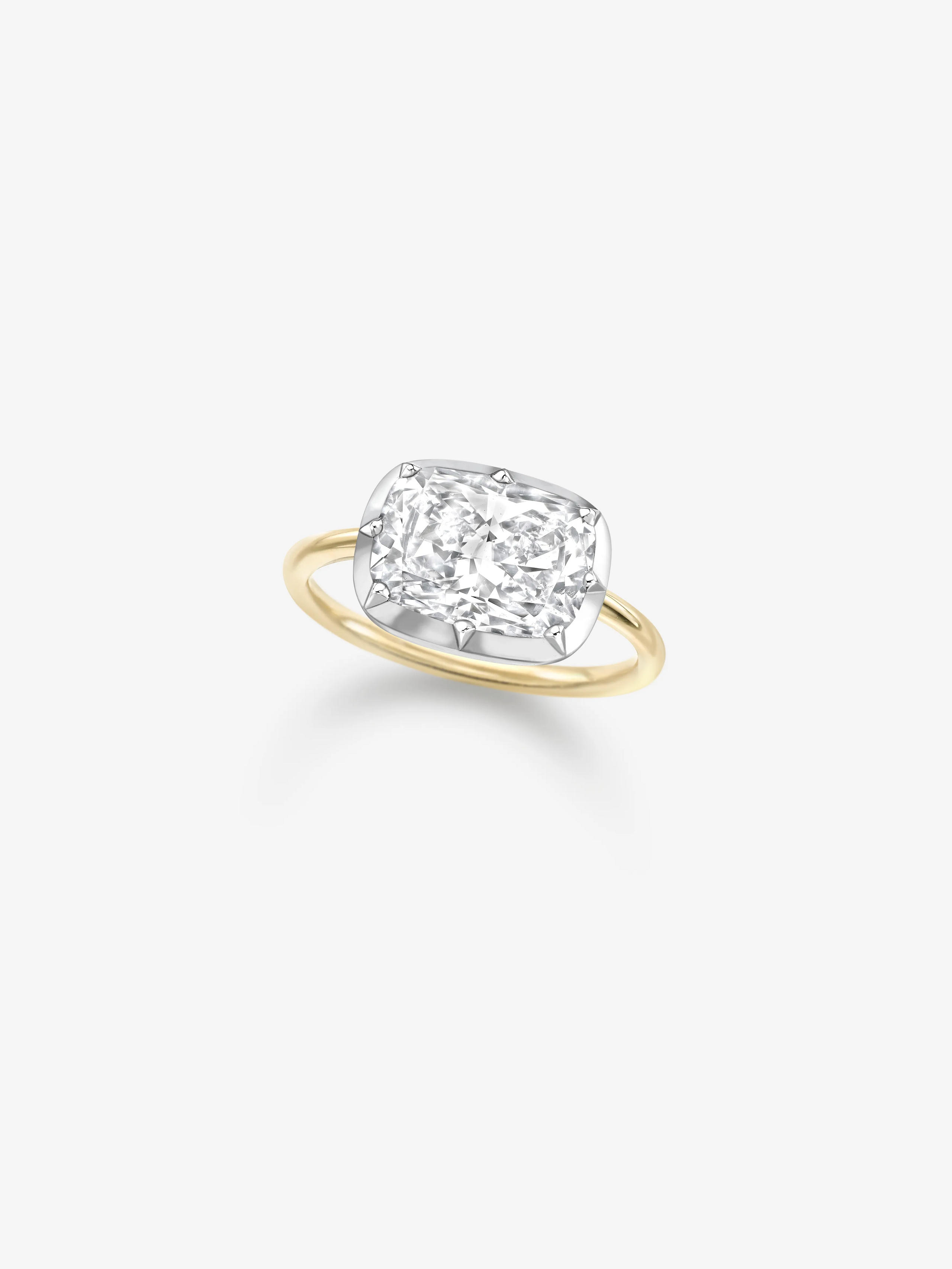 4.06ct East-West Cushion Diamond & White Gold Button Back Ring View 2