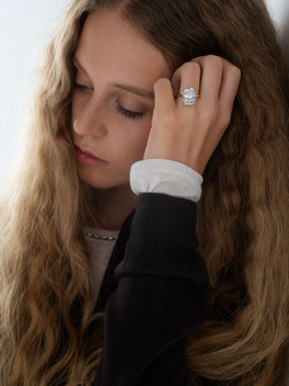 7.01ct Cushion Diamond Button Back Ring