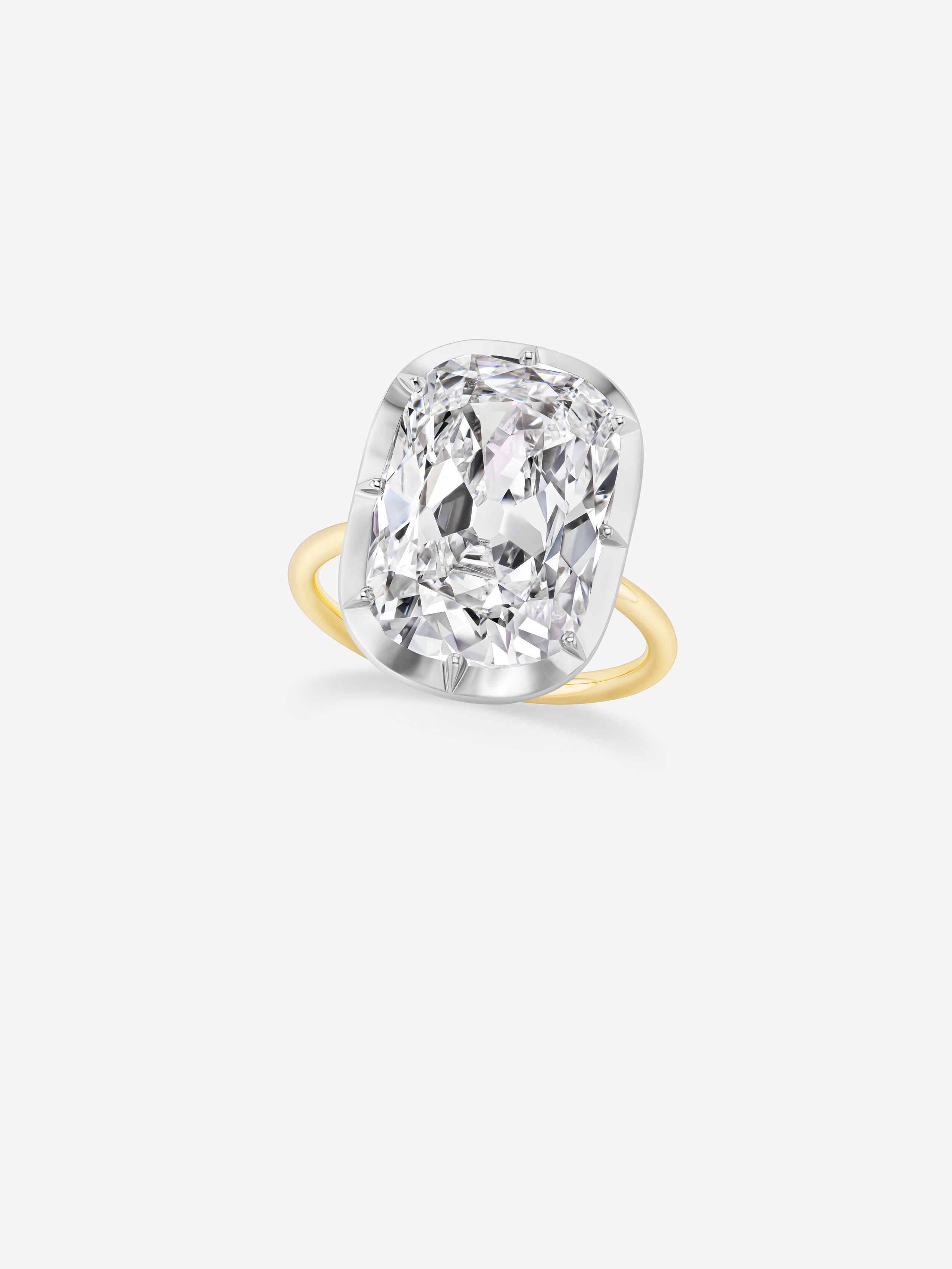 12.52ct Cushion Diamond Button Back Ring View 2