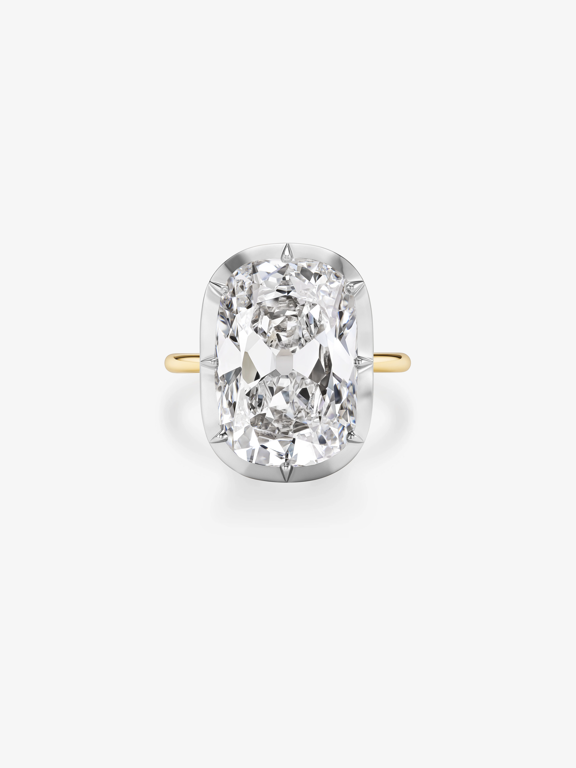 12.52ct Cushion Diamond Button Back Ring View 1