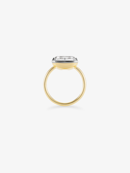 4.87ct East-West Emerald Cut Diamond Button Back Ring
