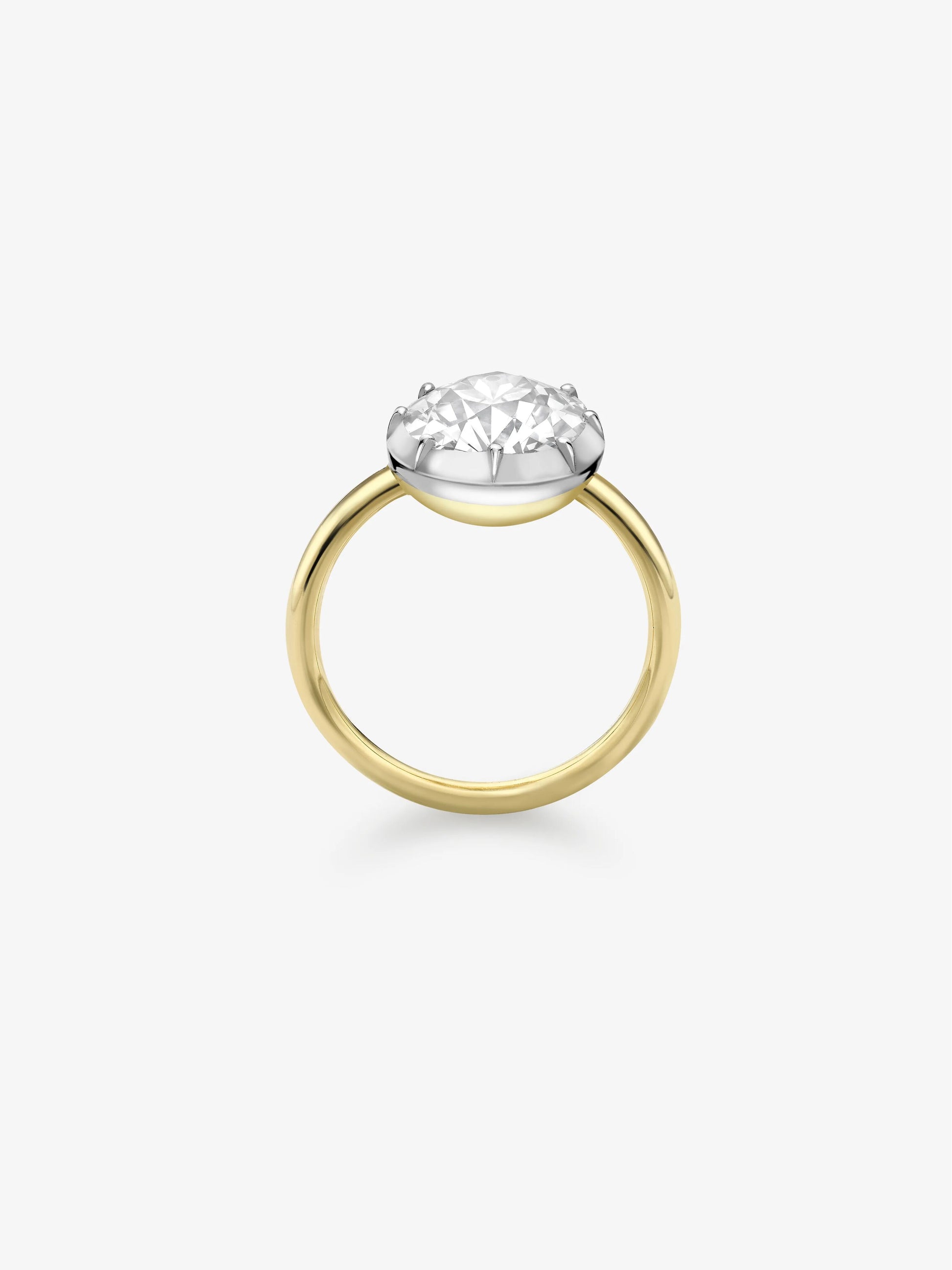 3.01ct East-West Old Mine Diamond Button Back Ring View 3