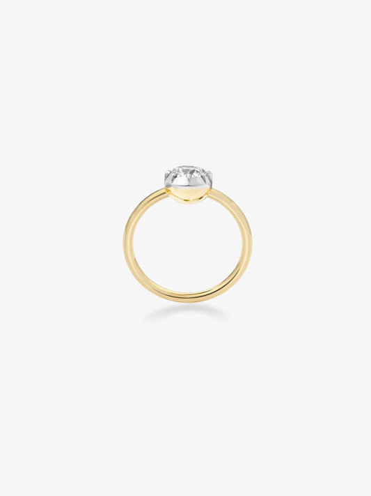 0.90ct diamond set in a white gold button back setting with a smooth yellow gold band, showcasing a blend of antique-inspired craftsmanship and contemporary design. View 4