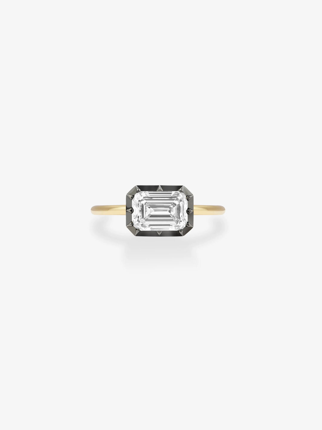 1.50ct East-West Emerald Cut Diamond Button Back Ring  View 1