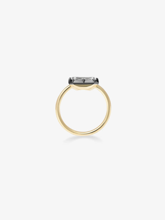 2.50ct East-West Emerald Cut Diamond Button Back Ring View 4