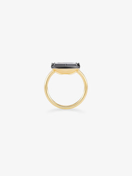 2.89ct East-West Emerald Cut Diamond Button Back Ring