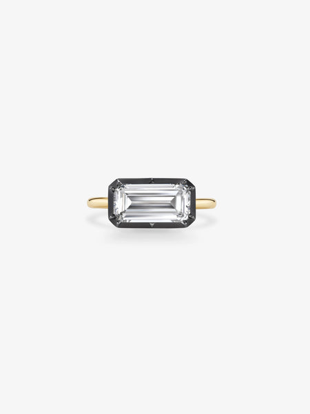 2.89ct East-West Emerald Cut Diamond Button Back Ring – Jessica
