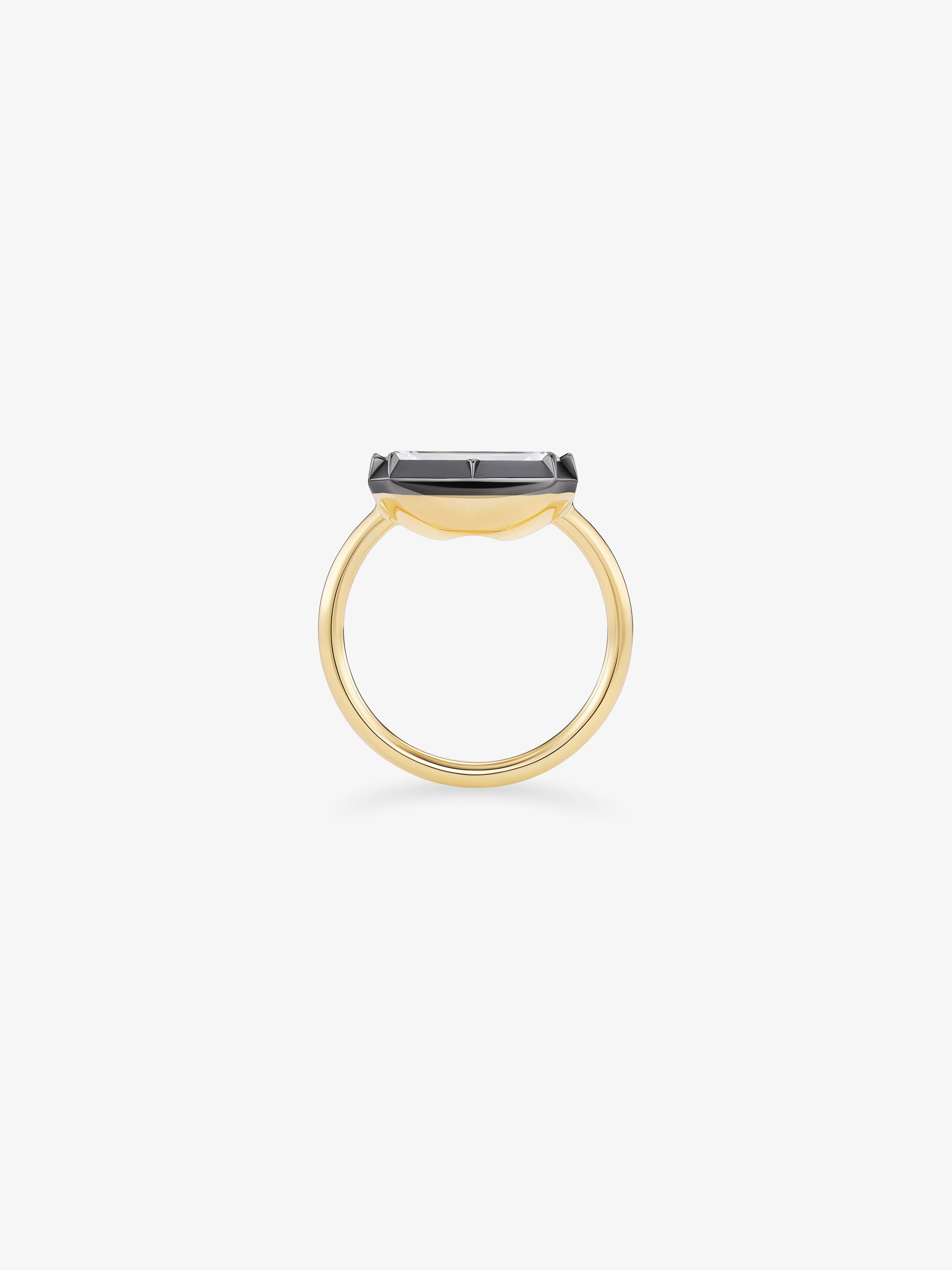 3.04ct East-West Emerald Cut Diamond Button Back Ring View 3