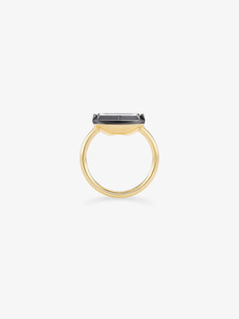 3.04ct East-West Emerald Cut Diamond Button Back Ring