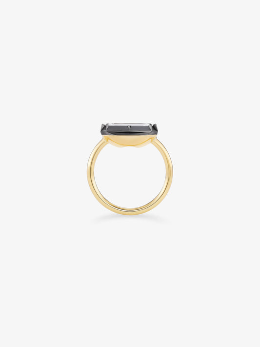 3.04ct East-West Emerald Cut Diamond Button Back Ring View 3