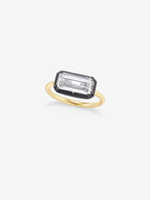 3.04ct East-West Emerald Cut Diamond Button Back Ring