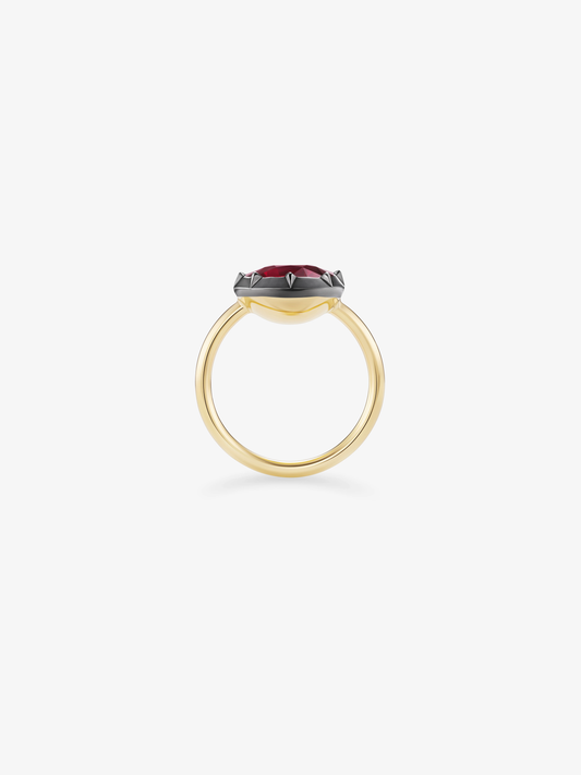 4.06ct East-West Cushion Ruby Button Back Ring View 3