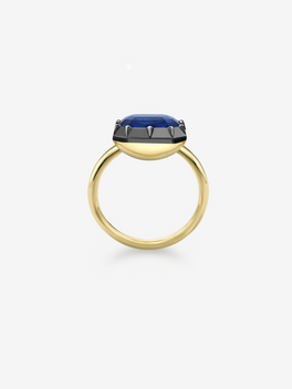 5.01ct East-West Emerald Cut Sapphire Button Back Ring