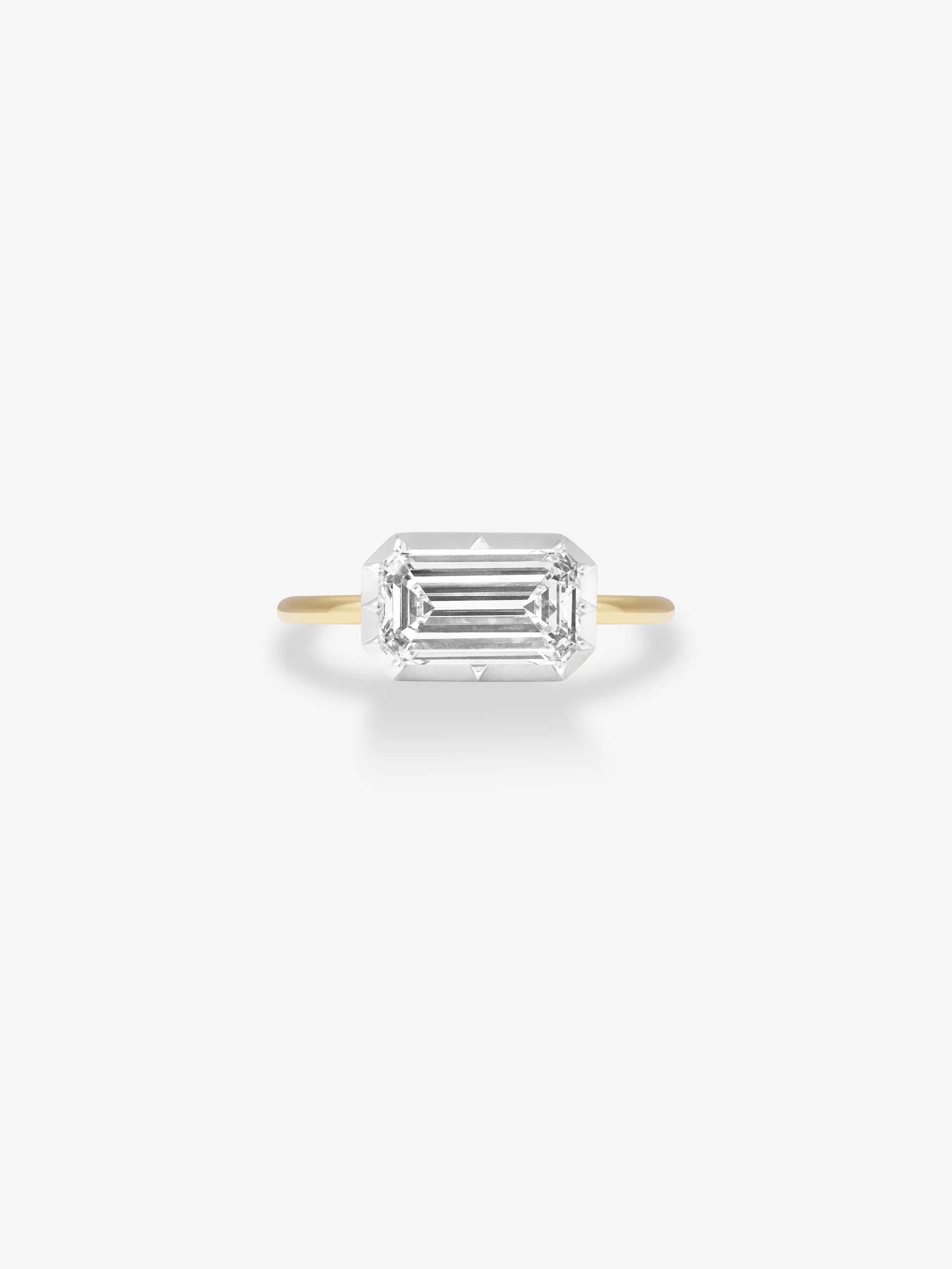 1.56ct East-West Emerald Cut Diamond Button Back Ring View 1