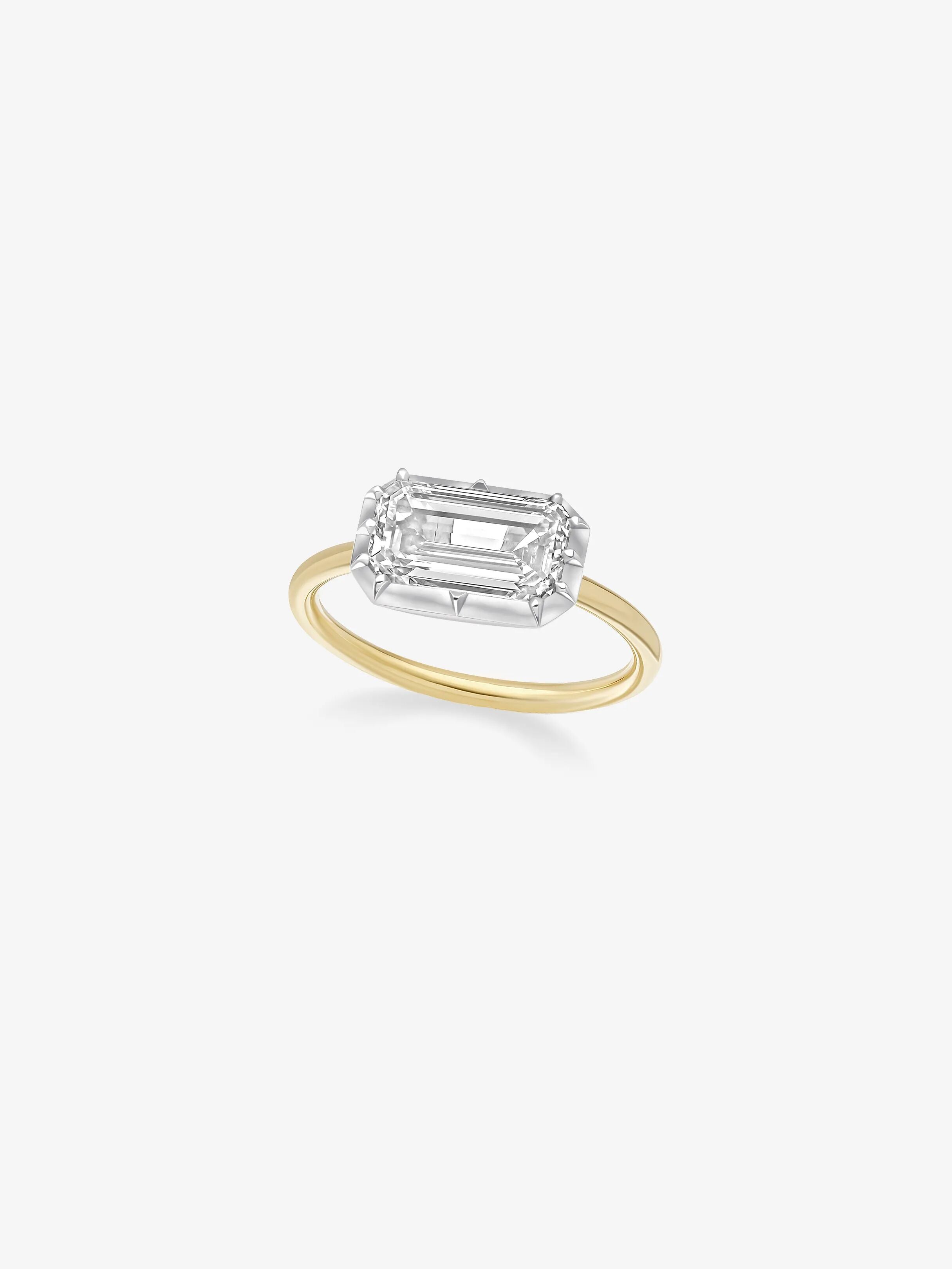 1.56ct East-West Emerald Cut Diamond Button Back Ring View 2