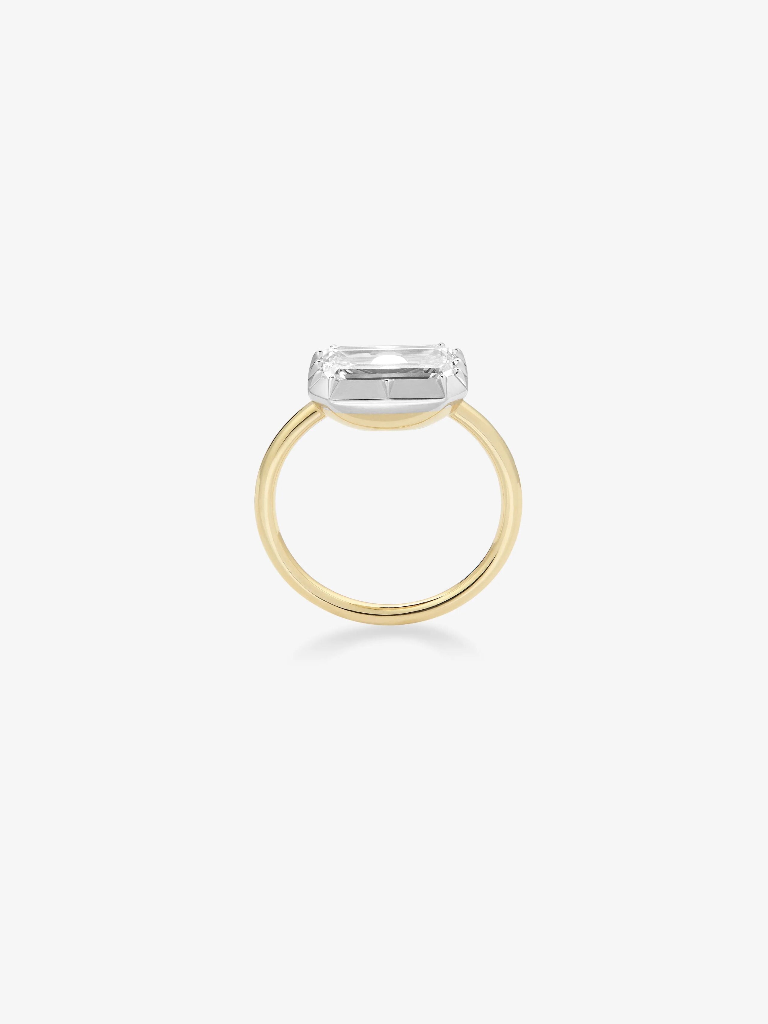 1.56ct East-West Emerald Cut Diamond Button Back Ring View 4