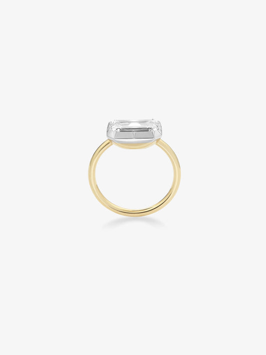 1.56ct East-West Emerald Cut Diamond Button Back Ring View 4