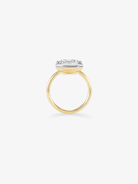 4.16ct East-West Emerald Cut Diamond Button Back Ring View 3