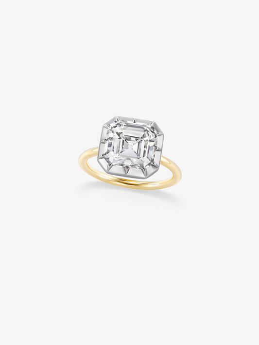 4.16ct East-West Emerald Cut Diamond Button Back Ring View 2