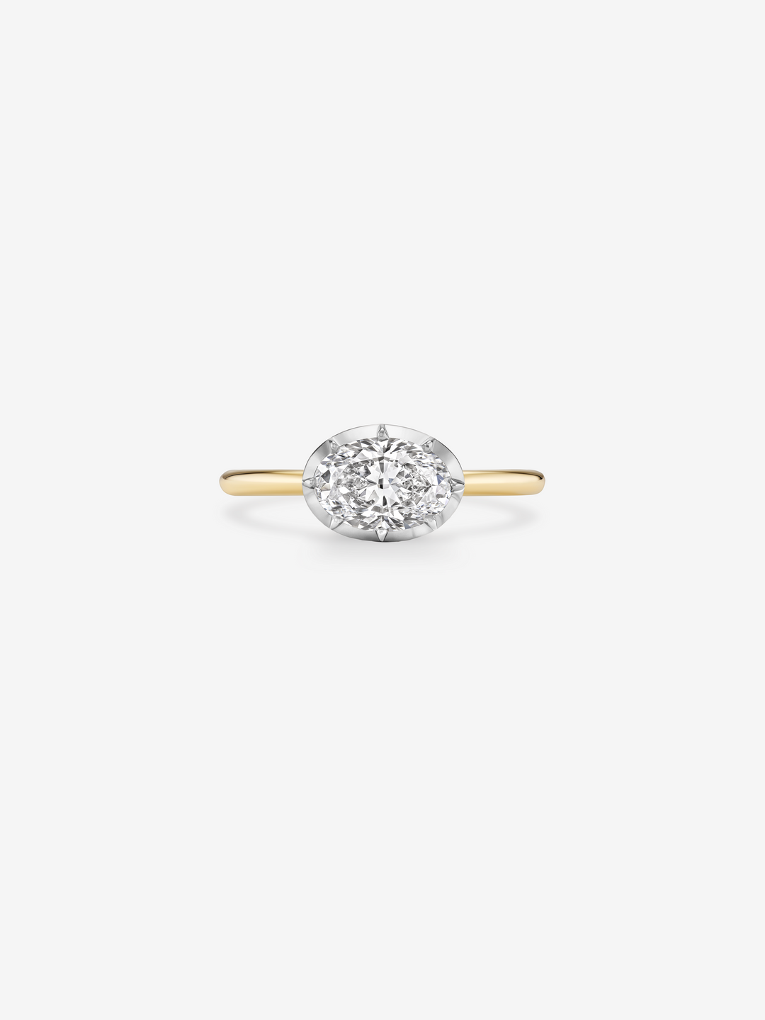 1.51ct East-West Oval Diamond Button Back Ring  View 1