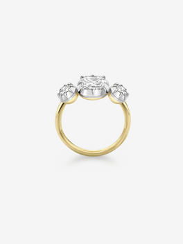 1.50ct Three Stone Cushion Diamond Button Back Ring