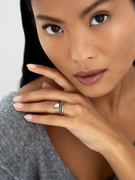 1ct Tilted Pear Diamond Button Back Ring