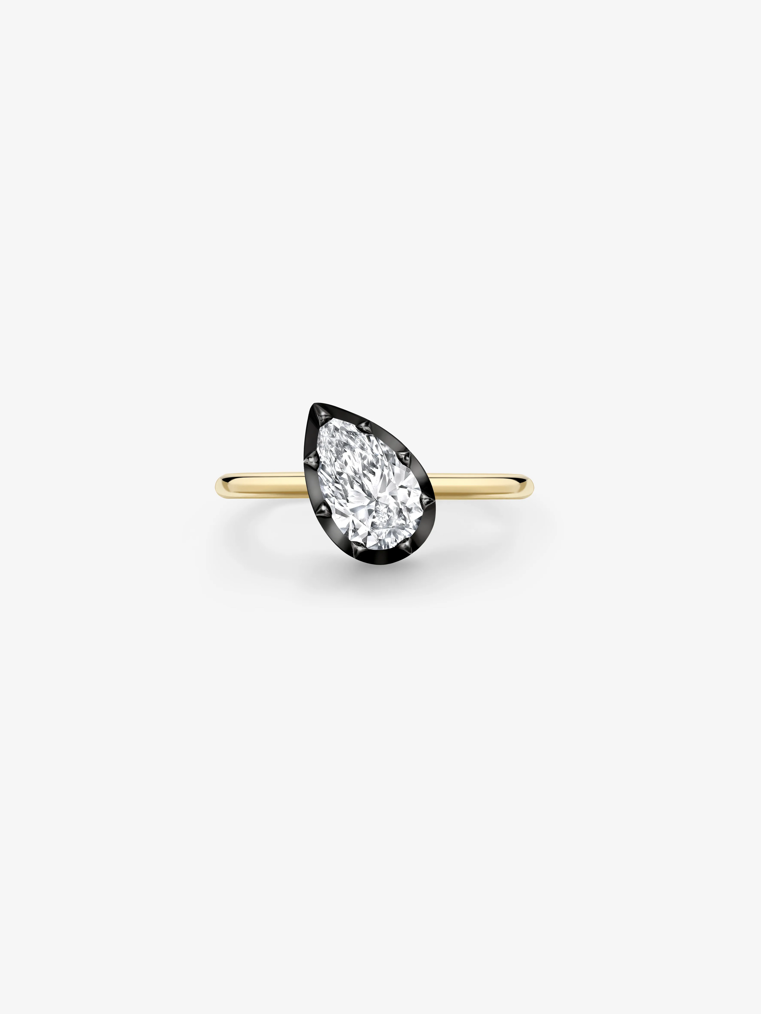 1ct Tilted Pear Diamond Button Back Ring View 1