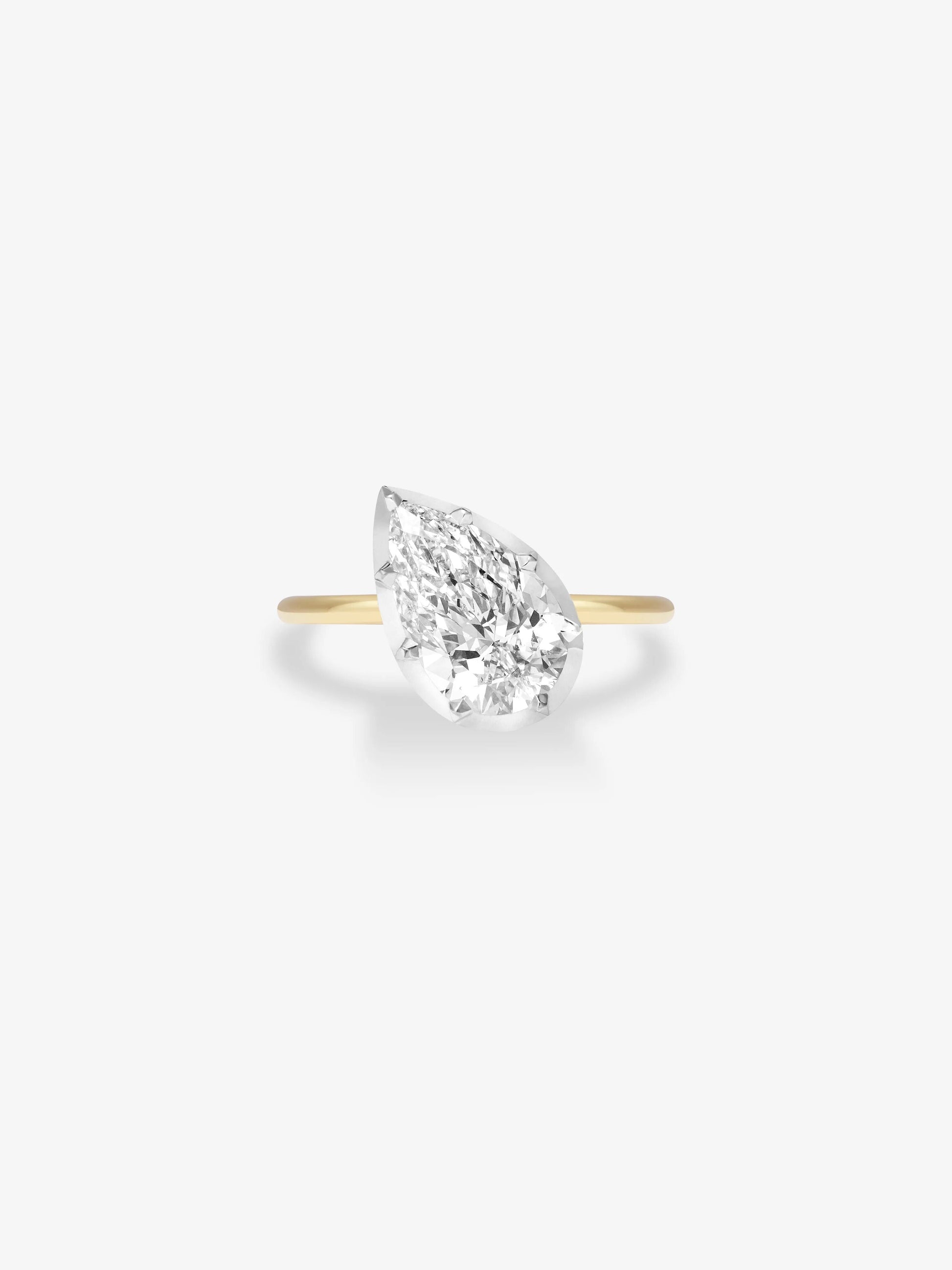 2.72ct Tilted Pear Diamond Button Back Ring View 1