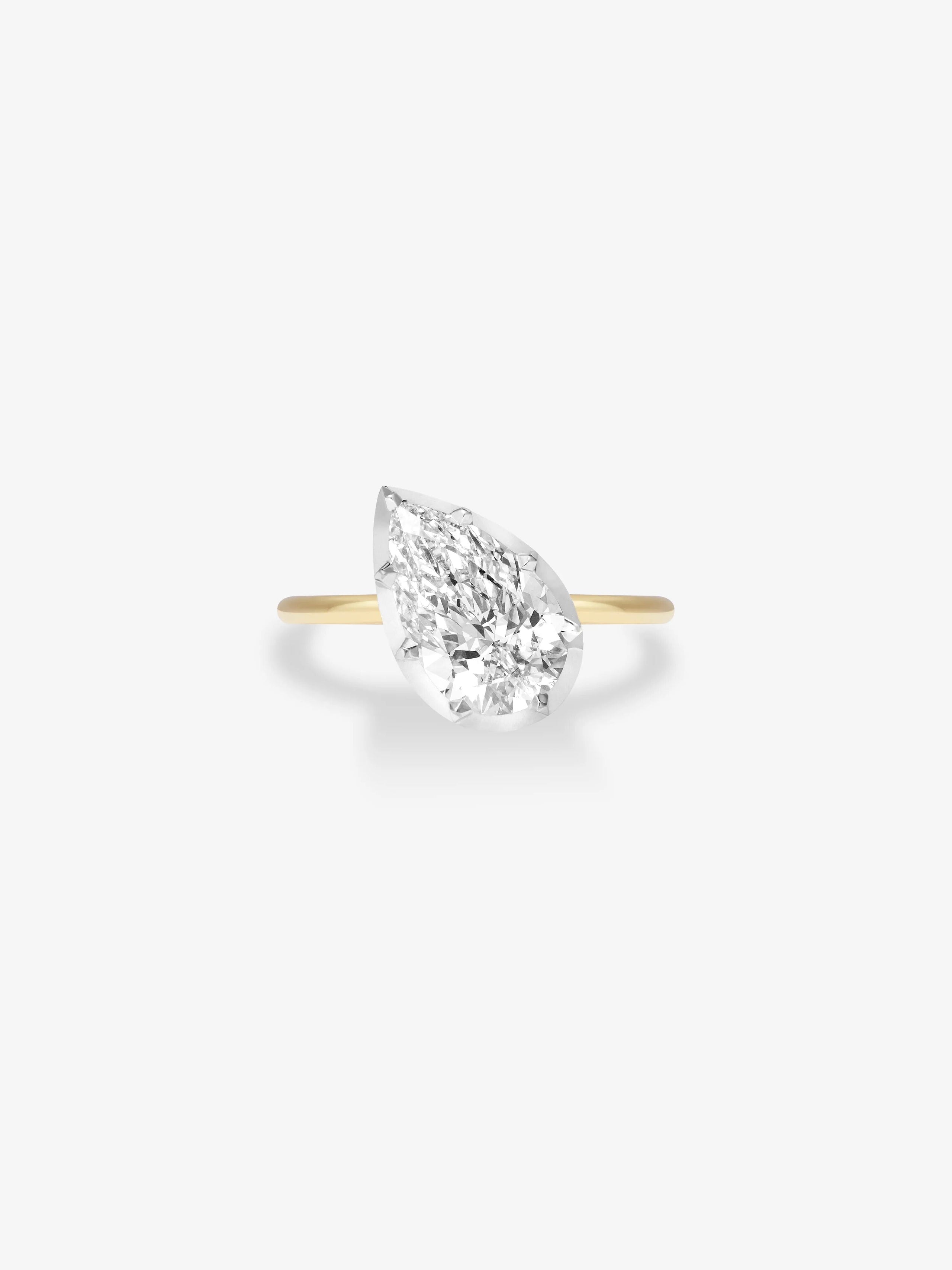 2.72ct Tilted Pear Diamond Button Back Ring View 1