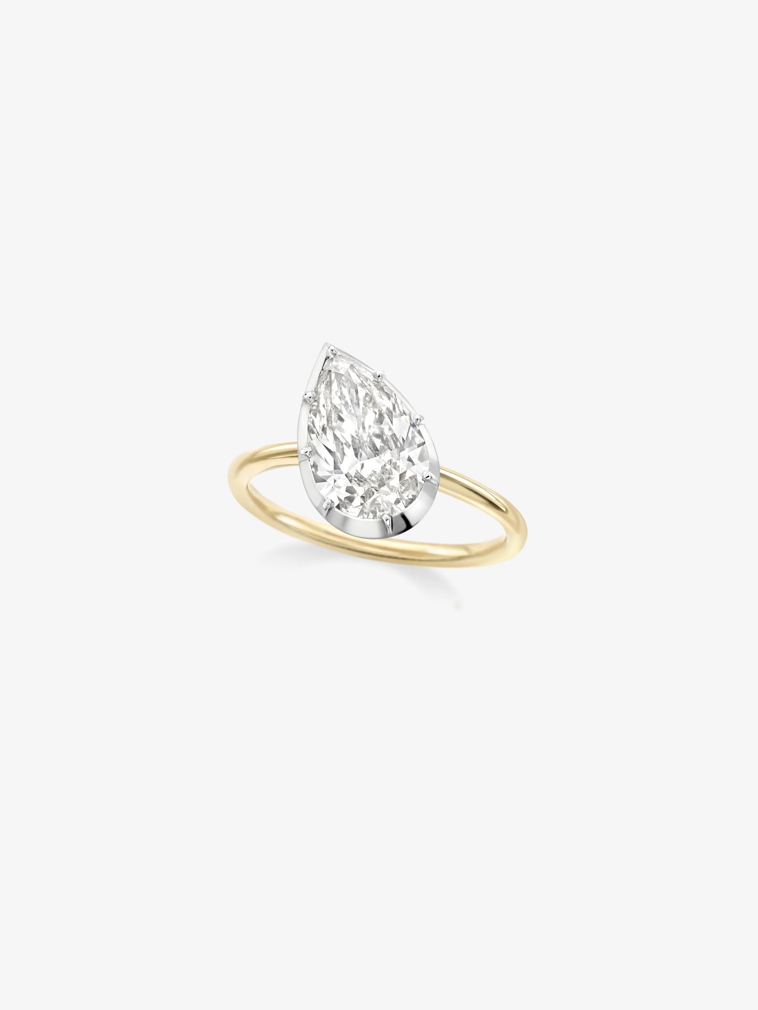 2.72ct Tilted Pear Diamond Button Back Ring View 2