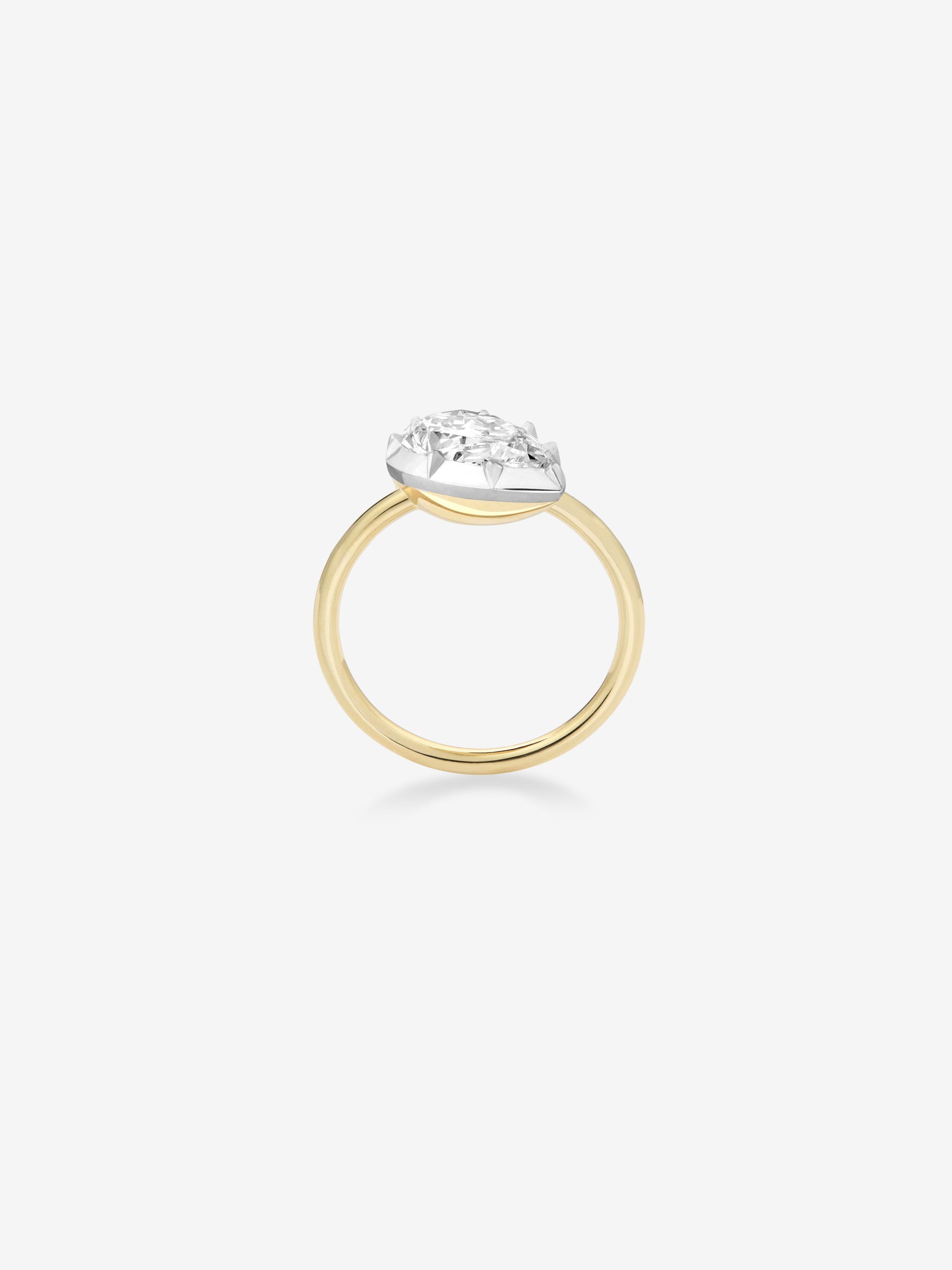 4.03ct Tilted Pear Diamond Button Back Ring View 4