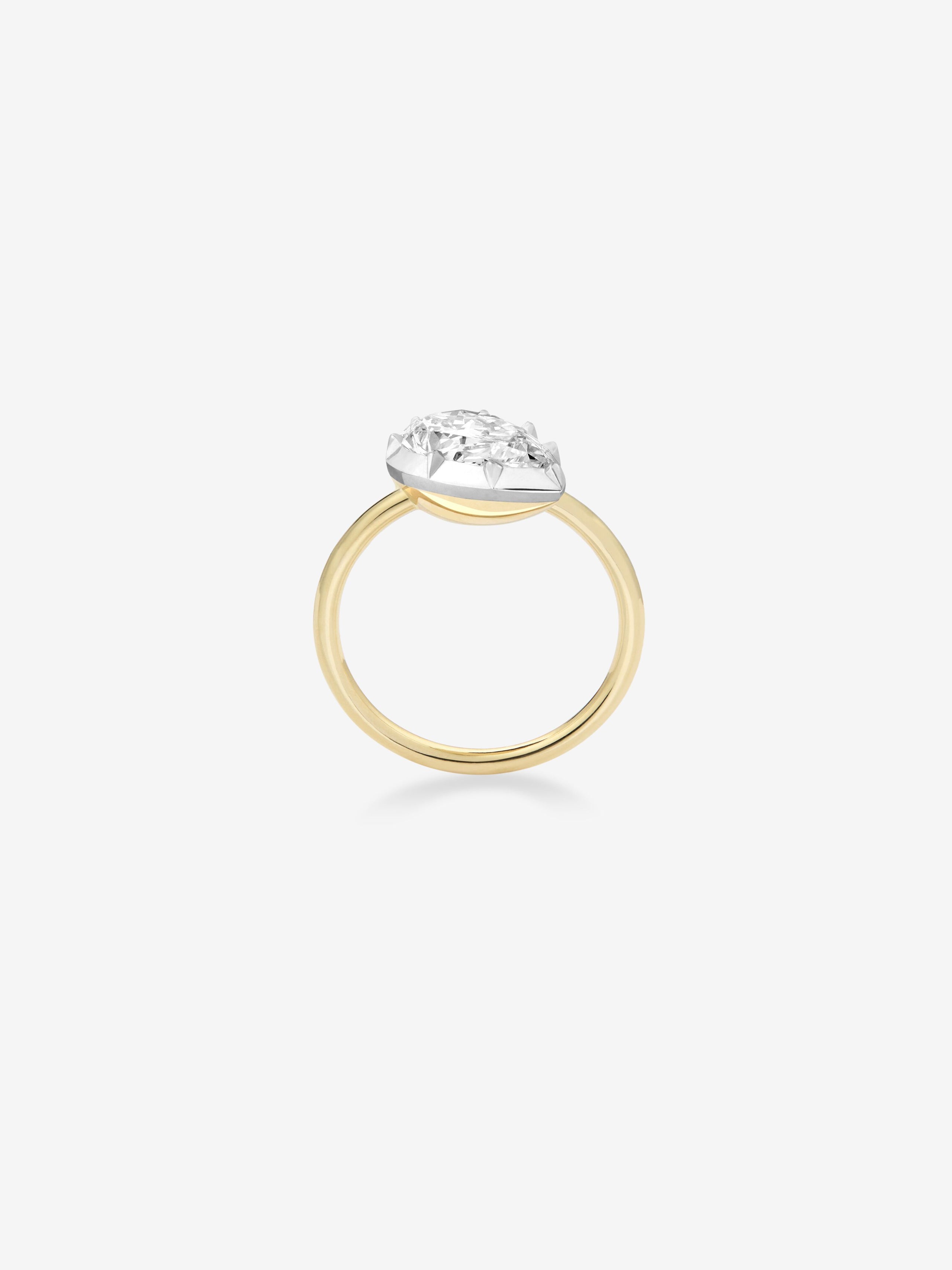4.03ct Tilted Pear Diamond Button Back Ring View 4