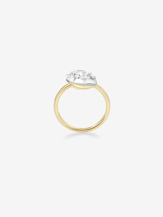 4.03ct Tilted Pear Diamond Button Back Ring View 4