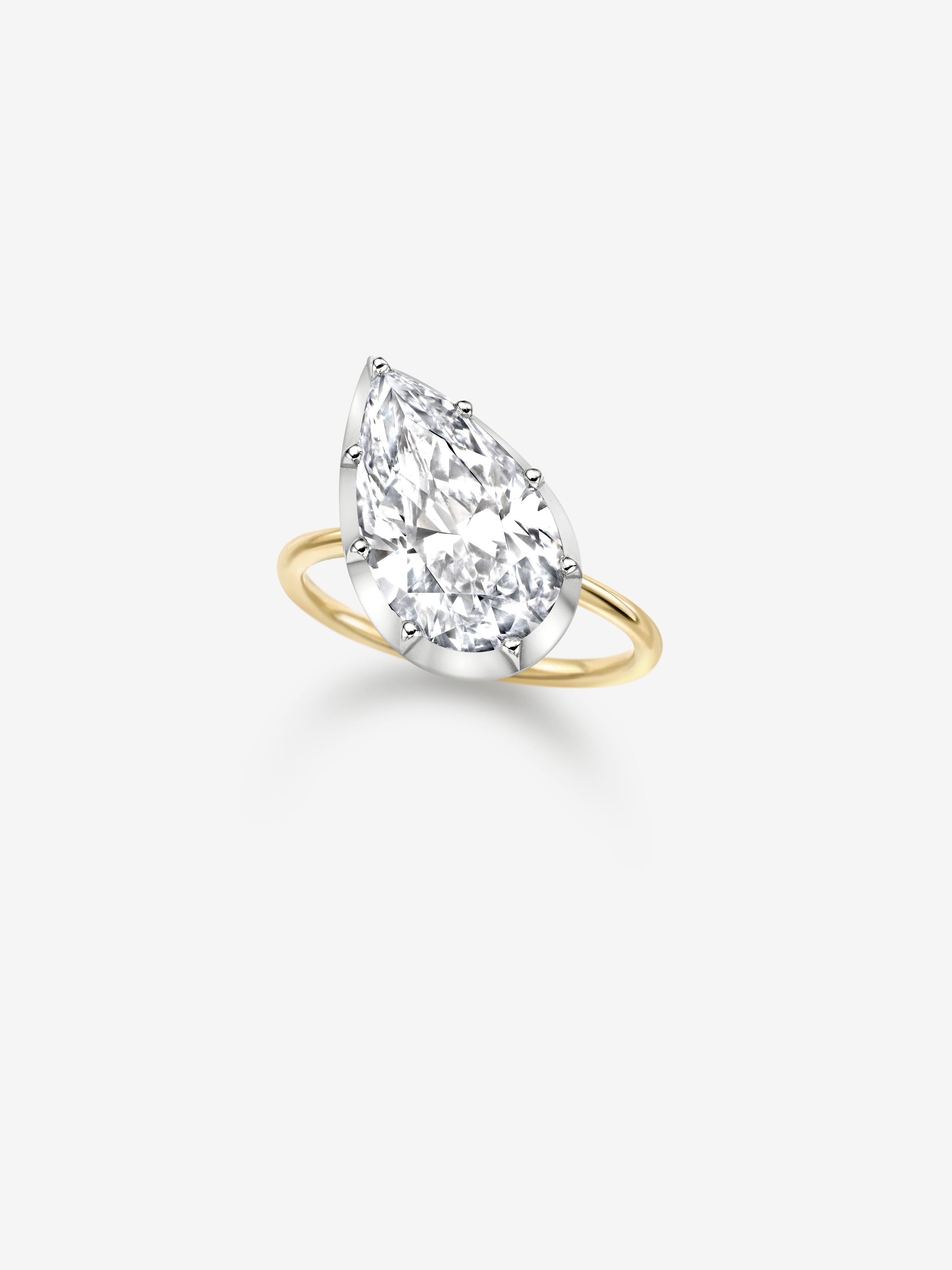 7.16ct Tilted Pear Diamond Button Back Ring View 1