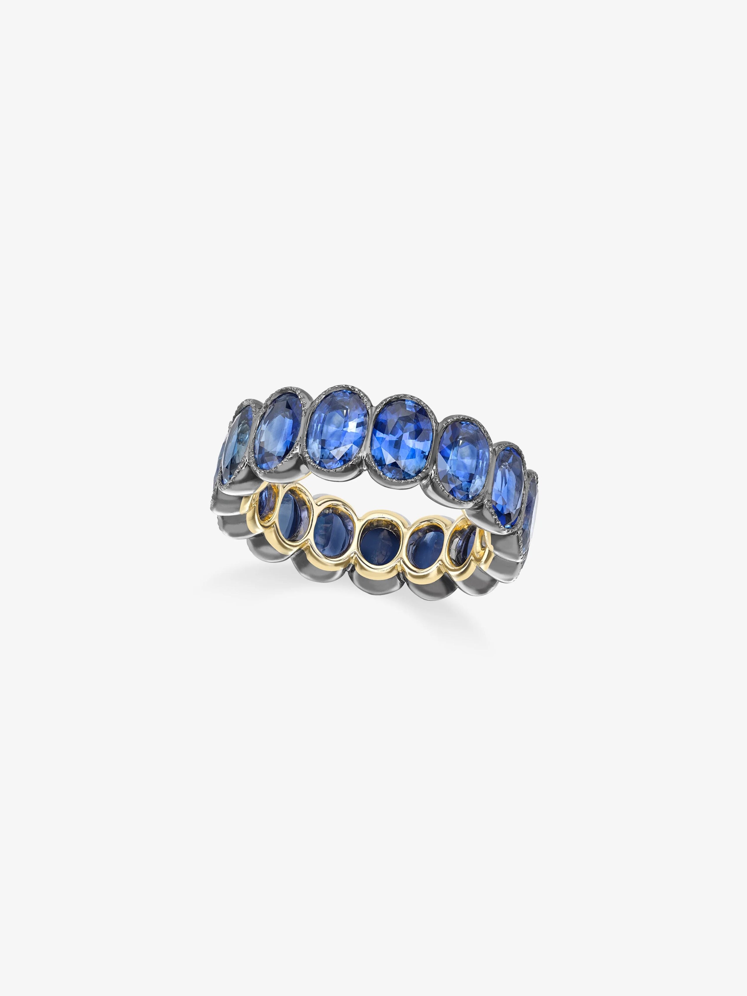 Oval Sapphire Millegrain Eternity Band View 1