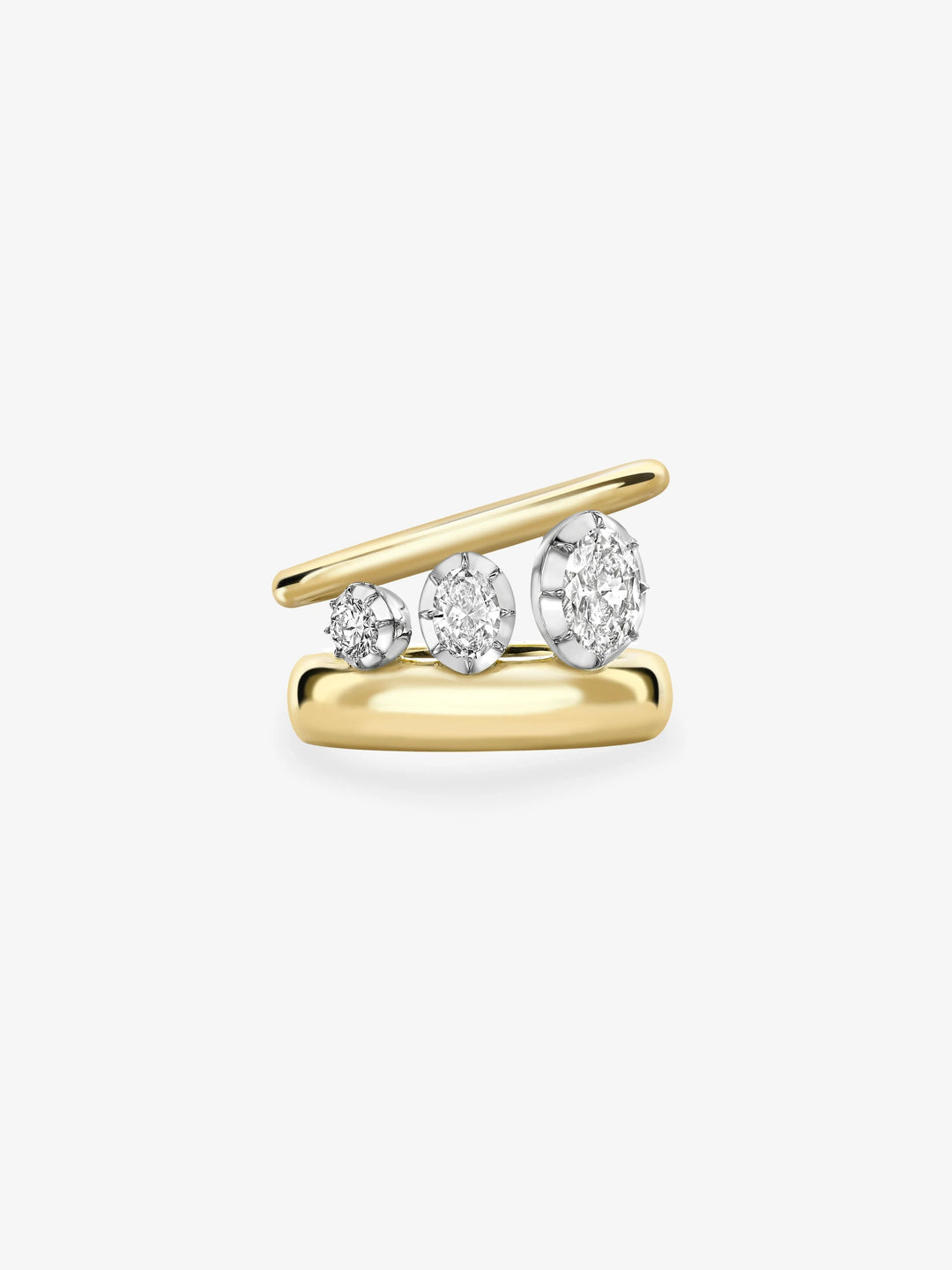 Oval Triple Tilt Diamond Ring  View 1