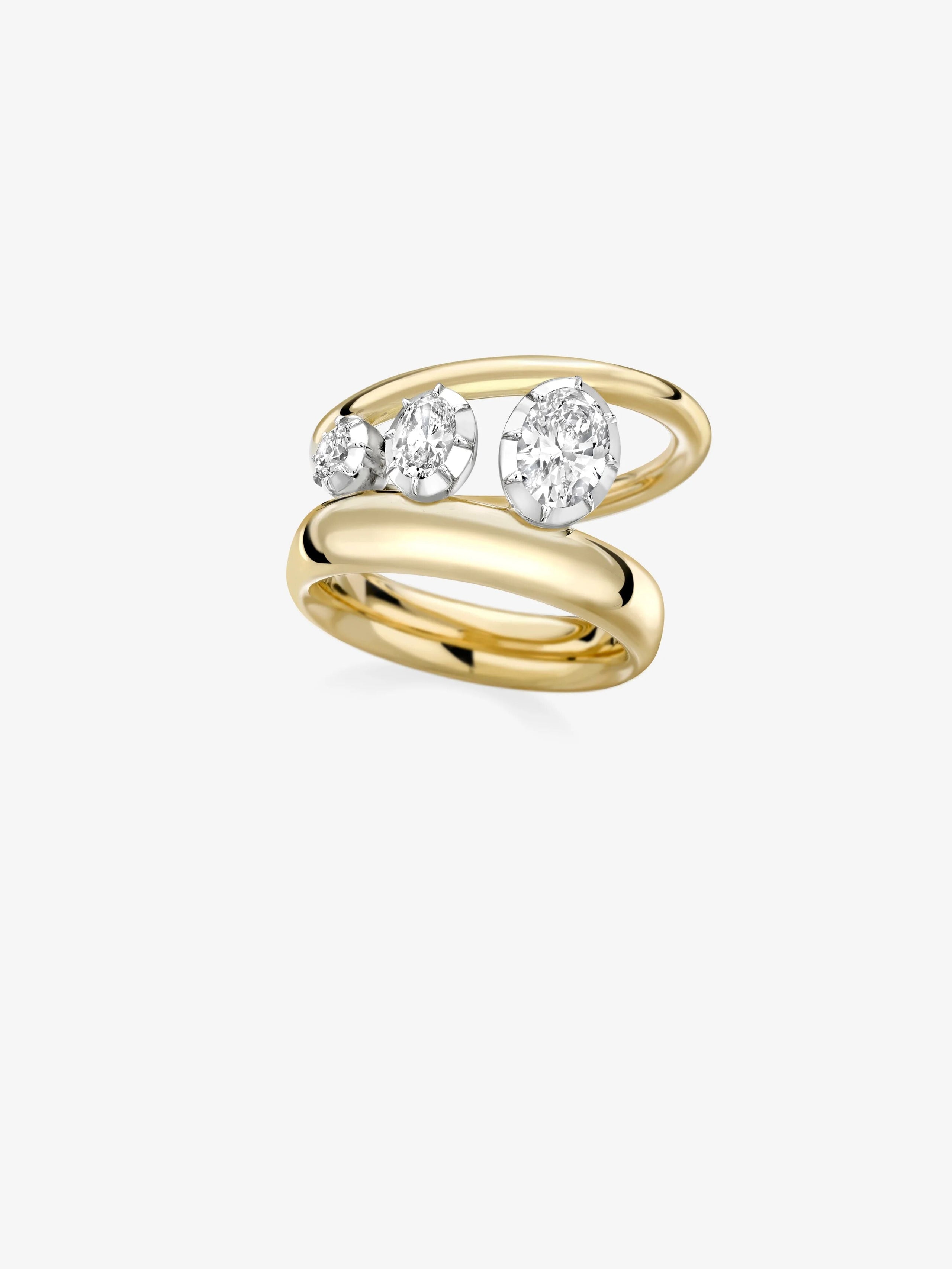 Oval Triple Tilt Diamond Ring View 2