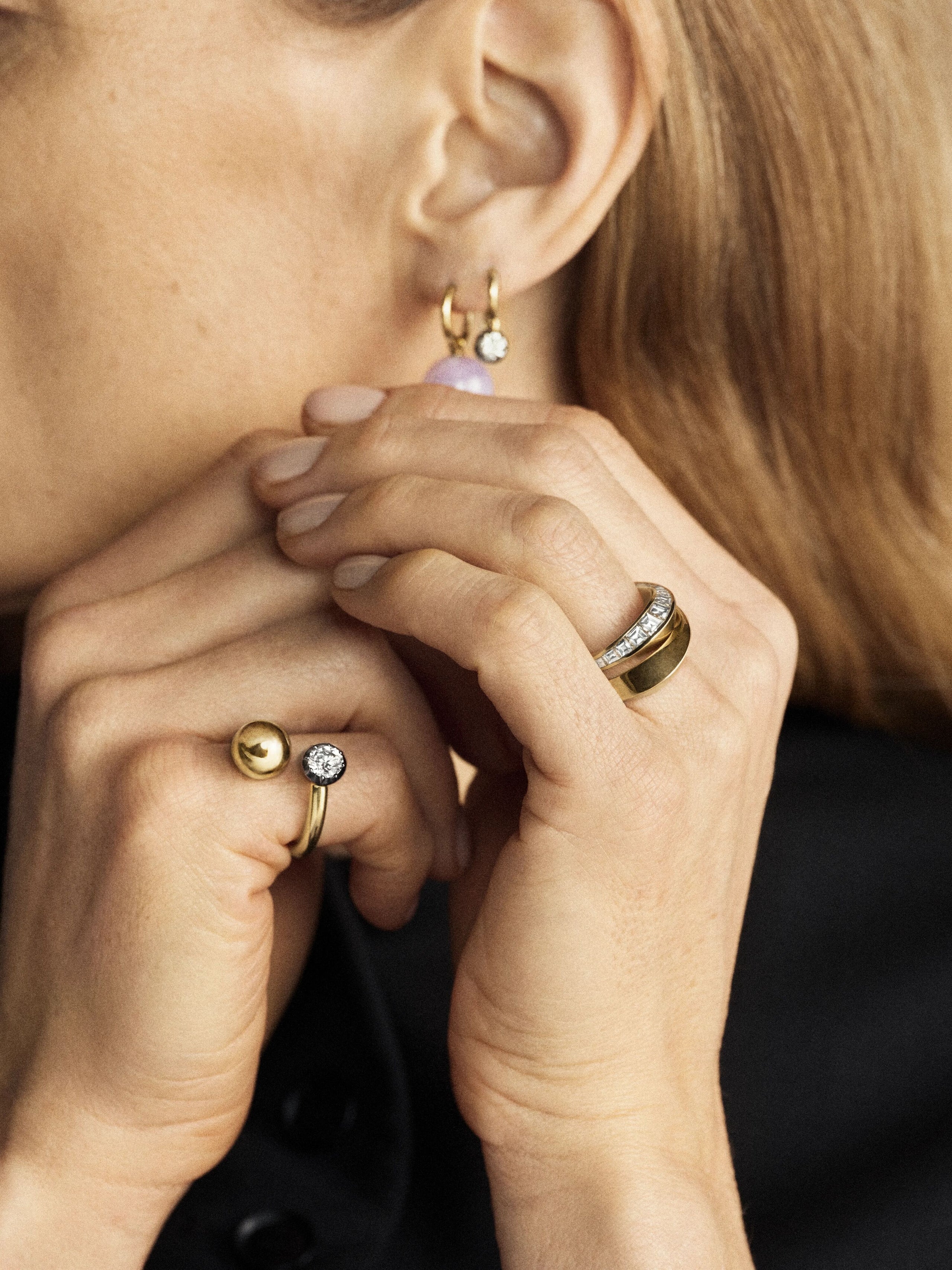 Orbit Yellow Gold & 0.80ct Diamond Sphere Ring View 3