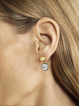 Orbit Asymmetric Yellow Gold 4.11ct & 1.50ct Diamond Sphere Earrings