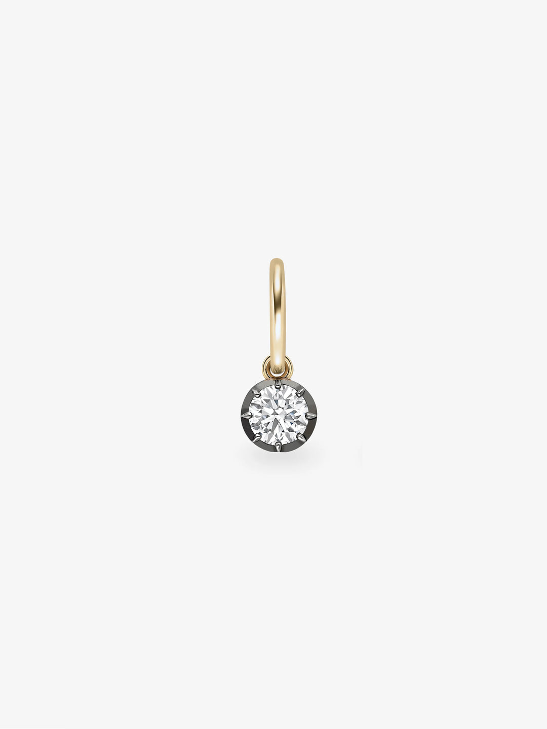 0.70ct Diamond & Blackened Gold Single Gypset Hoop Earring  View 1